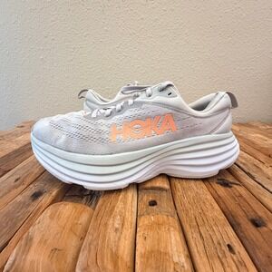 Hoka Bondi 8 Harbor Mist Peach Running Shoes Womens 9B Low Top Sneakers 1127952